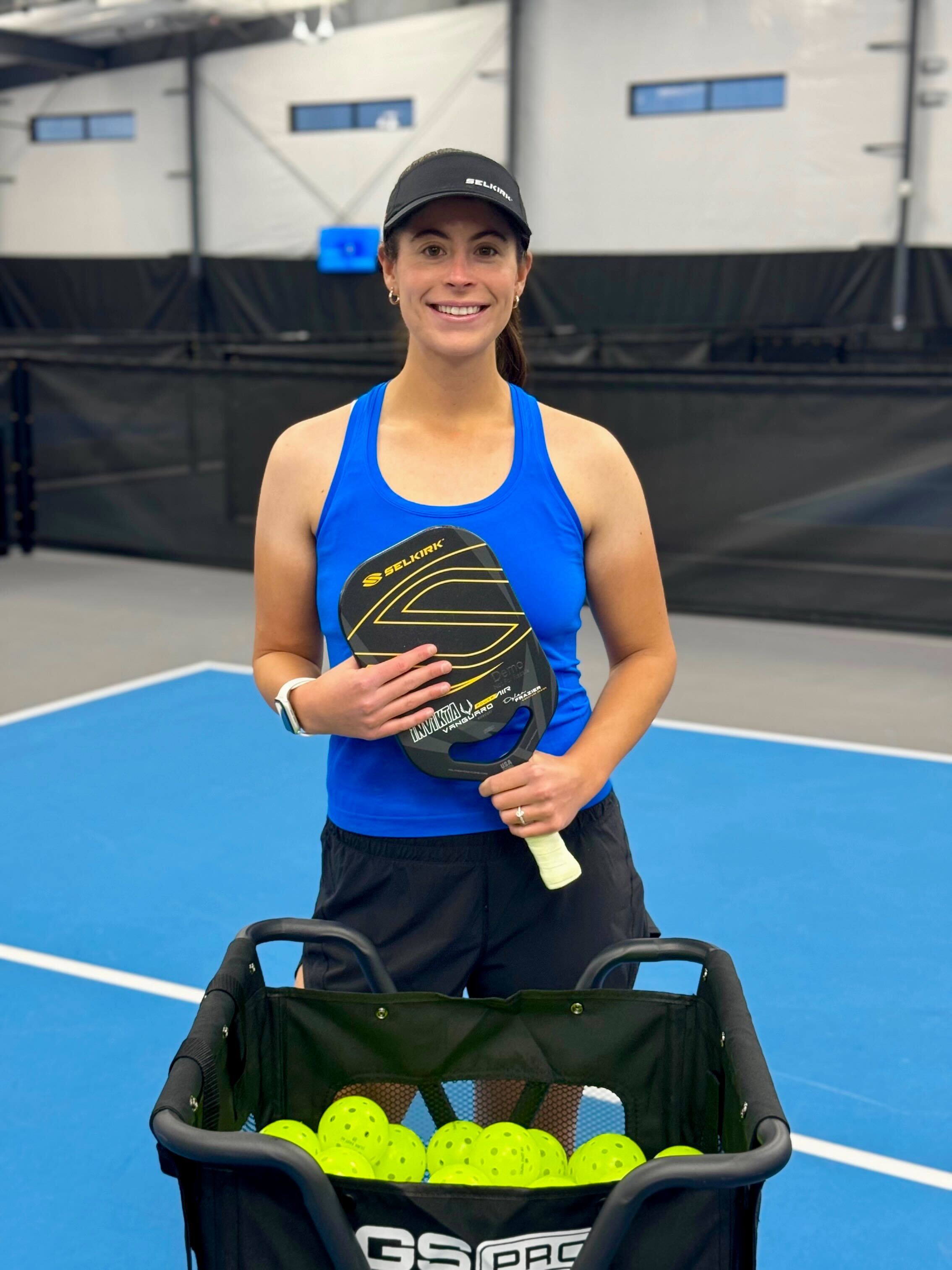 Sophia Haleas coaching pickleball at Premier Pickleball Club